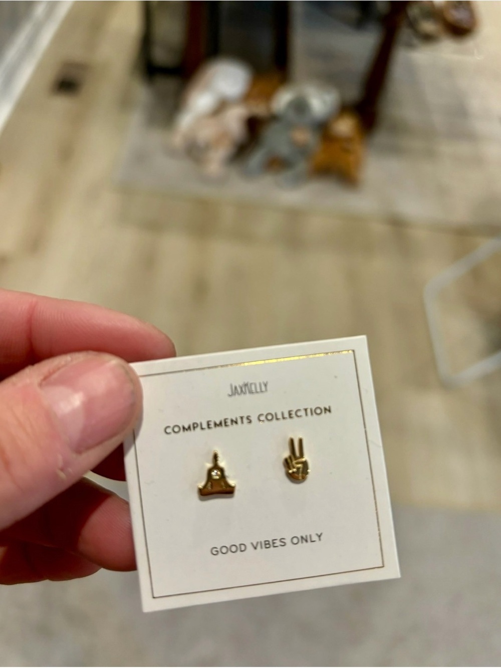 JaxKelly Gold Tone Stud Earring Set - 'Good Vibes Only'